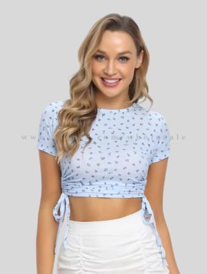 bulk half sleeve tie up crop top