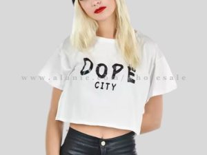 text print crop top supplier