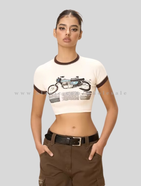 white half sleeve crop top manufacturer