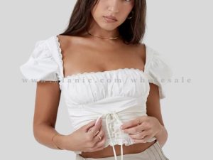 white puffed sleeve crop top vendor