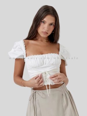 white puffed sleeve crop top vendor