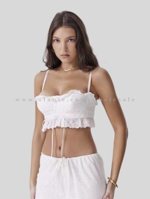 white thin strap crop top manufacturer