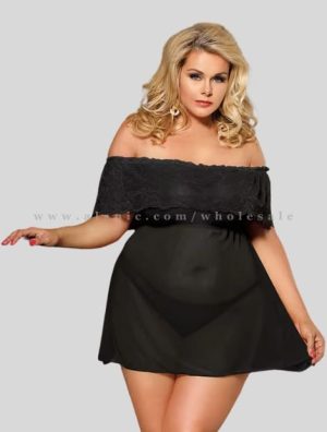 wholesale black off shoulder plus size sleepwear