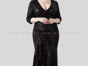 black v neck plus size sequin dress supplier