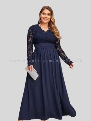 blue designer plus size long dress in bulk