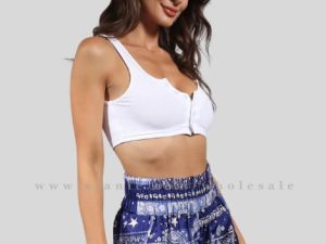 blue printed womens shorts supplier