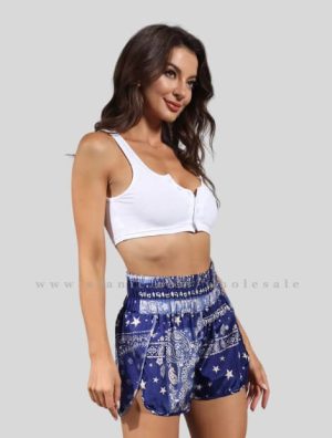 blue printed womens shorts supplier