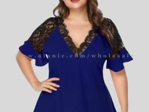 bright blue net yarn plus size top vendor