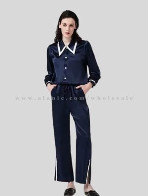 dark blue sleepwear with collar manufacturer