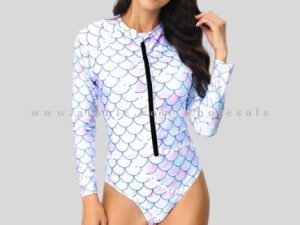 fish scale front zip swimwear manufacturer