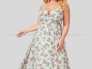 floral printed plus size sleeveless dress supplier