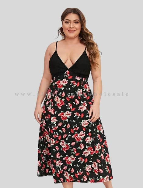 wholesale floral printed plus size womens dress