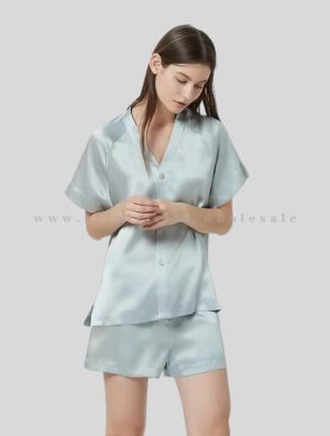 glossy blue half sleeve nightwear supplier