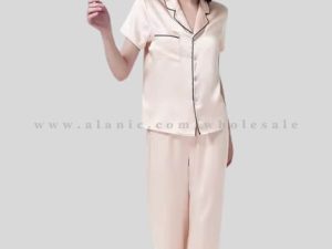 glossy off white night suit with collar in bulk