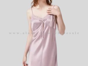 glossy pink sleeveless night dress vendor