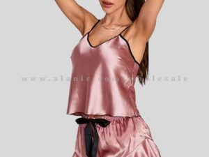 glossy pink sleeveless sleepwear supplier
