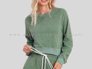green full sleeve round neck sleepwear in bulk
