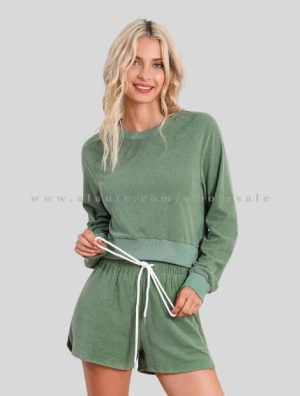 green full sleeve round neck sleepwear in bulk