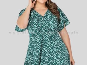 half sleeve v neck plus size dress wholesaler