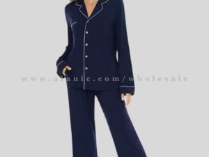 navy blue sleepwear with collar supplier