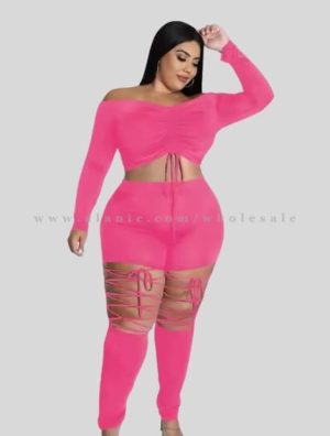 pink plus size top & leggings set vendor