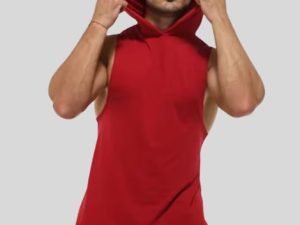 wholesale red hooded tank top for men