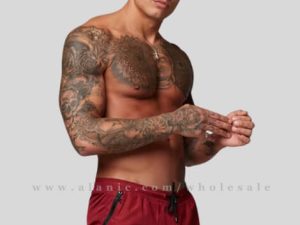 wholesale red mens gym short with zip