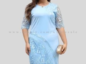 sky blue designer plus size dress supplier