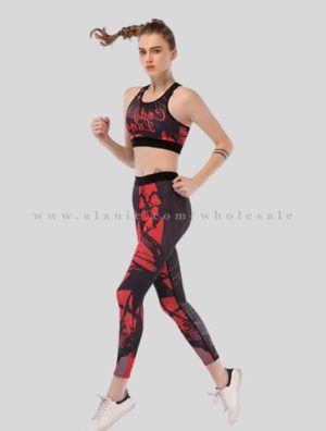 text printed sports bra in bulk