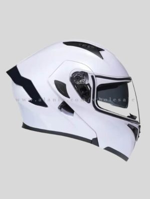 white dual visor motorcycle helmet with spoiler manufacturer