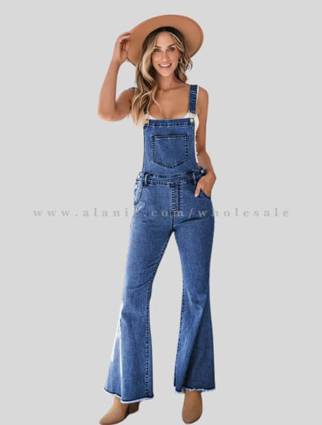 womens blue denim jumpsuit vendor