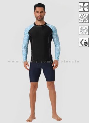 blue & black upf 50 rash guard for men manufacturer