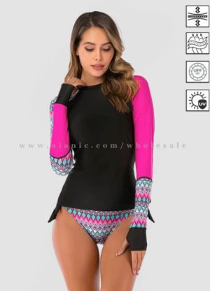 pink & black upf 50 womens rash guard vendor