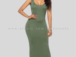wholesale green round neck tank dress