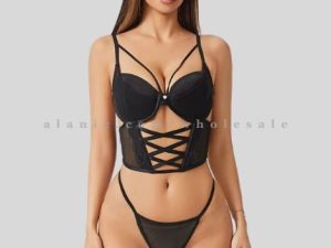 black padded lingerie with lace vendor
