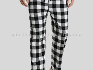 fade black & white mens flannel pajama in bulk