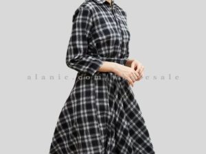 black & white womens flannel dress in bulk