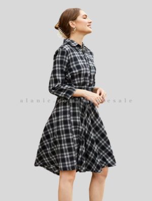 black & white womens flannel dress in bulk
