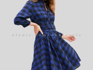 blue & black womens flannel dress supplier
