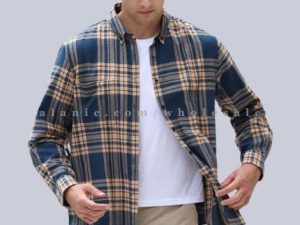 blue & cream flannel shirt wholesaler