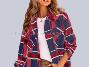 blue & red womens flannel shirt wholesaler