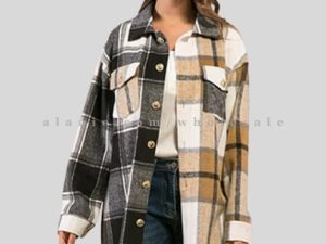 dual tone oversized flannel jacket for women manufacturer