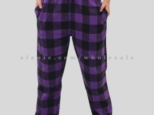 wholesale purple & black womens flannel pajama
