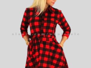 red & black cotton flannel dress supplier