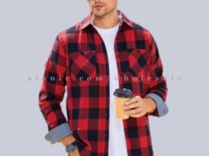 red & black mens flannel shirt supplier