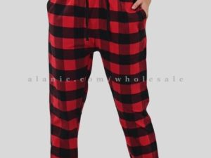 red & black womens flannel pajama with lace supplier