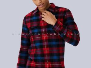 red & blue mens flannel shirt manufacturer