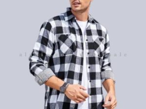 white & black mens flannel shirt supplier