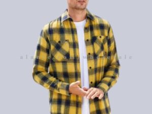 wholesale yellow & blue flannel shirt for men