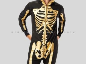 wholesale mens skeleton printed hooded costume